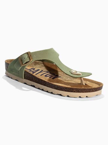 BAYTON Leren teenslippers "Mercure" lichtgroen