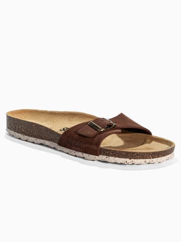 Sunbay Leren slippers "Jasmin" bruin