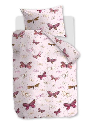 Beddinghouse Komplet pościeli "Butterfly Away" w kolorze jasnoróżowo-różowym