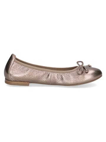 Caprice Leder-Ballerinas in Taupe