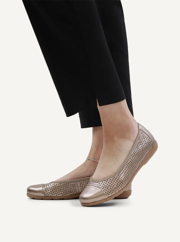 Caprice Leder-Ballerinas in Taupe