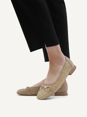 Caprice Leder-Ballerinas in Taupe