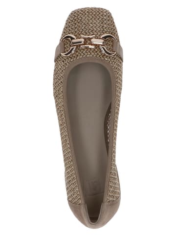 Caprice Leder-Ballerinas in Taupe