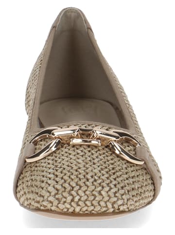 Caprice Leder-Ballerinas in Taupe
