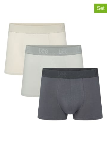LEE Underwear 3er-Set: Boxershorts "Glennie" in Anthrazit/ Grau/ Creme