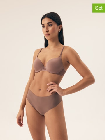 Henderson Figi high waist (2 pary) w kolorze brązowym i beżowym