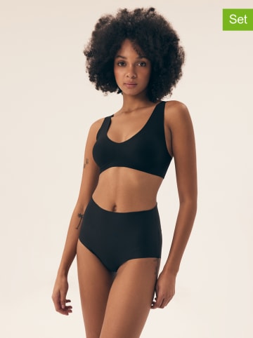 Henderson Pełne figi high waist (2 pary) w kolorze czarnym i szaroróżowym