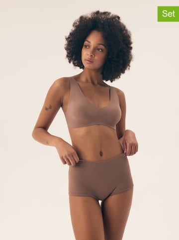 Henderson 2er-Set: Taillenpantys in Braun/ Sand