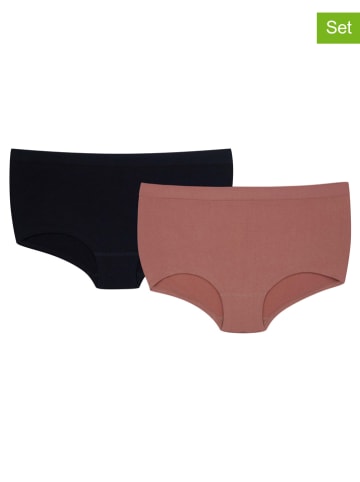 Henderson 2er-Set: Taillenpantys in Schwarz/ Altrosa