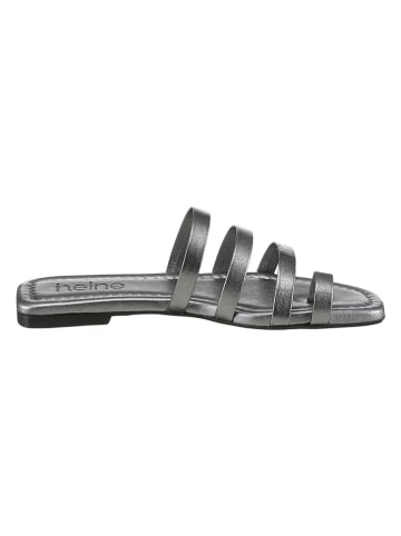 Heine Leren teenslippers zilverkleurig