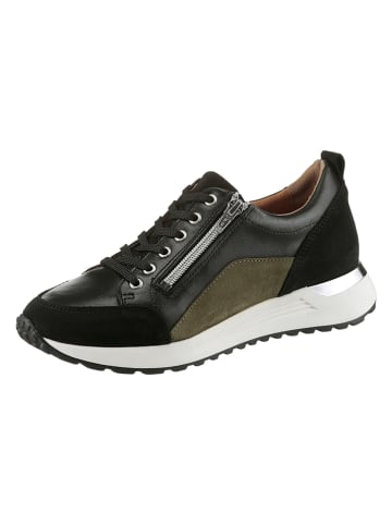 Heine Leder-Sneakers in Schwarz/ Khaki