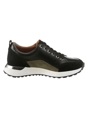 Heine Leder-Sneakers in Schwarz/ Khaki