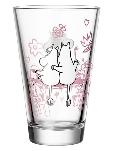 Moomin Szklanki (2 szt.) "Love" w kolorze jasnoróżowo-białym - 300 ml