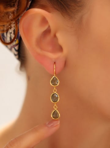 Pierres de Jade Pozłacane kolczyki z labradorytem