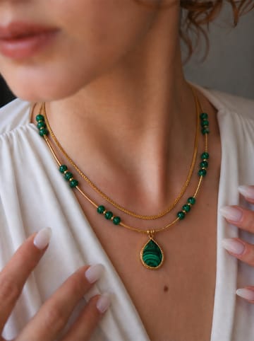 Pierres de Jade Vergulde ketting met sierelementen - (L)45 cm