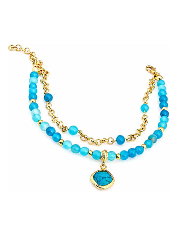 Pierres de Jade Vergulde enkelketting met edelstenen