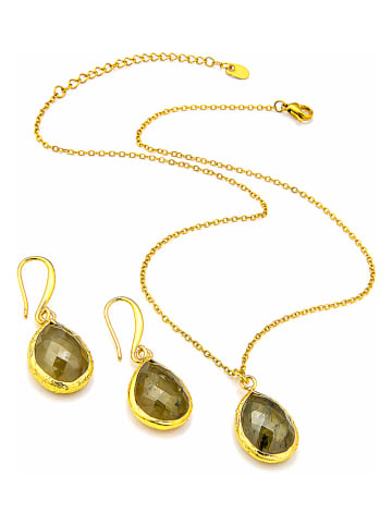 Pierres de Jade 2tlg. Schmuckset: Halskette und Ohrhänger