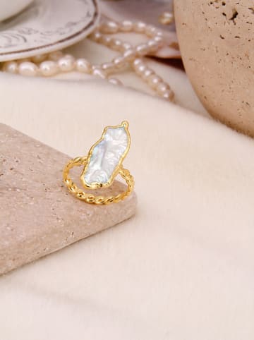 Pierres de Jade Vergulde ring met parel