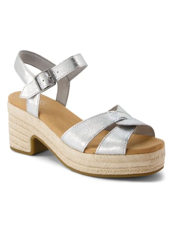 TOMS Leder-Sandaletten in Silber