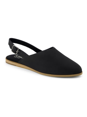 TOMS Leder-Slingballerinas in Schwarz
