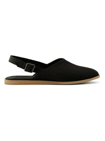 TOMS Leder-Slingballerinas in Schwarz