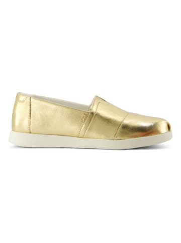TOMS Skórzane slippersy w kolorze złotym