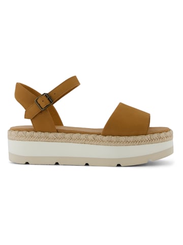 TOMS Leder-Sandaletten in Hellbraun