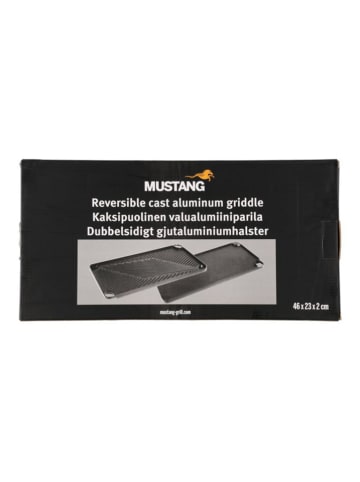Mustang. Doppelseitige Grillplatte in Schwarz - (L)23 x (B)46 cm