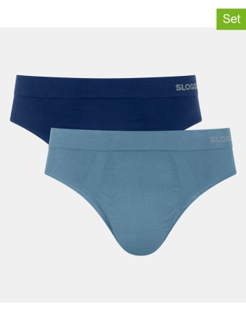 Sloggi 2er-Set: Slips "Go Smooth" in Blau/ Dunkelblau