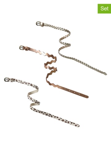 vertbaudet 3-delige set: riemen beige/koperkleurig/zilverkleurig