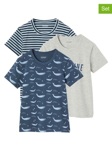 vertbaudet 3er-Set: Shirts in Blau/ Grau