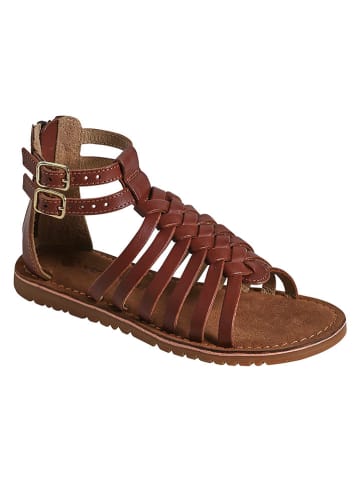 vertbaudet Leder-Sandalen in Braun
