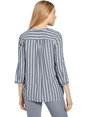 Tom Tailor Bluse in Dunkelblau/ Creme