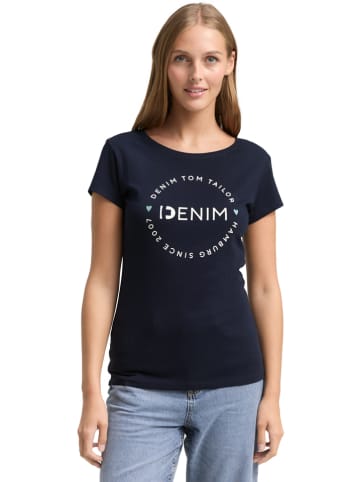 TOM TAILOR Denim 2-delige set: shirts donkerblauw/wit