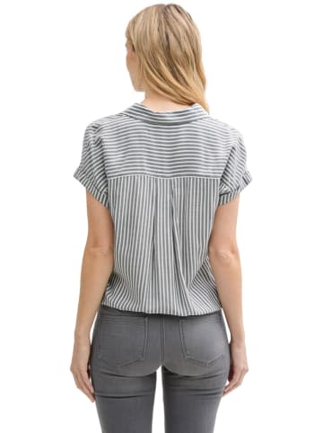 Tom Tailor Bluse in Grau/ Weiß