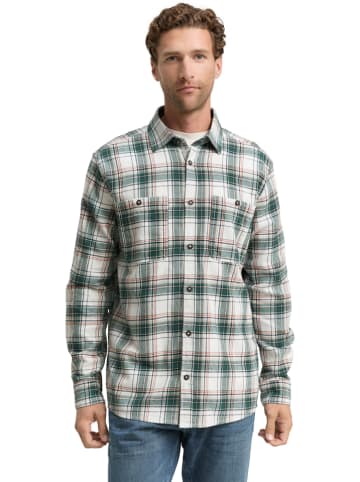 Tom Tailor Flanellen blouse - comfort fit - groen/crème