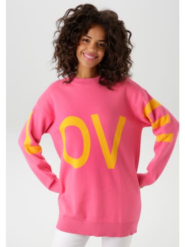 Aniston Pullover in Pink/ Gelb