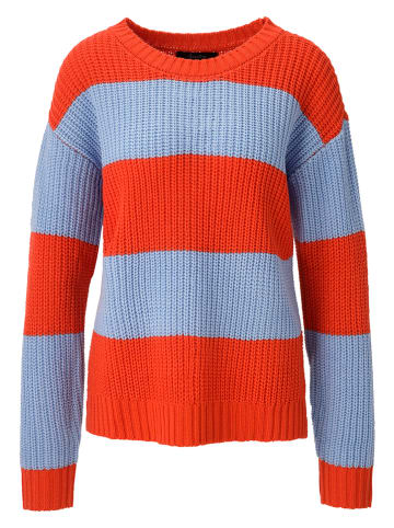 Aniston Pullover in Orange/ Hellblau