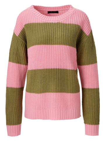 Aniston Pullover in Rosa/ Oliv