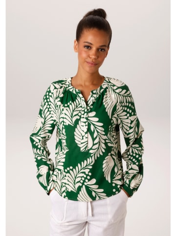 Aniston Bluse in Grün/ Weiß