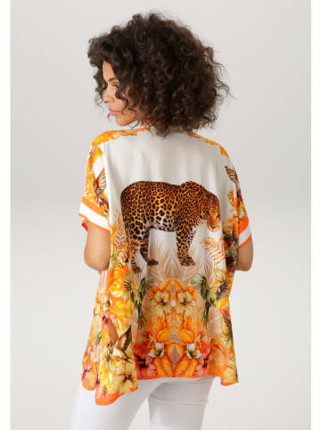 Aniston Bluse in Orange/ Weiß