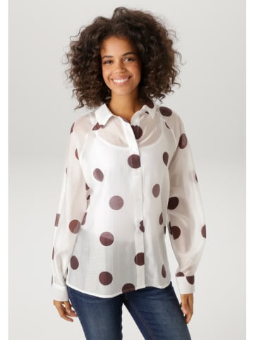 Aniston Bluse in Weiß/ Braun