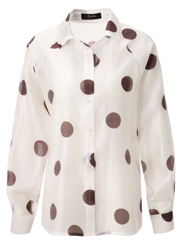 Aniston Bluse in Weiß/ Braun