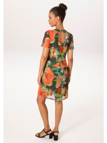 Aniston Kleid in Orange/ Dunkelgrün