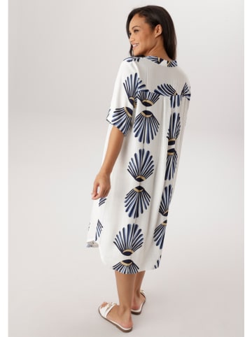 Aniston Jurk wit/blauw
