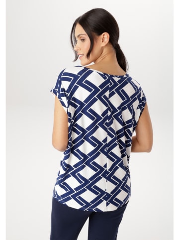 Aniston Shirt in Dunkelblau/ Weiß