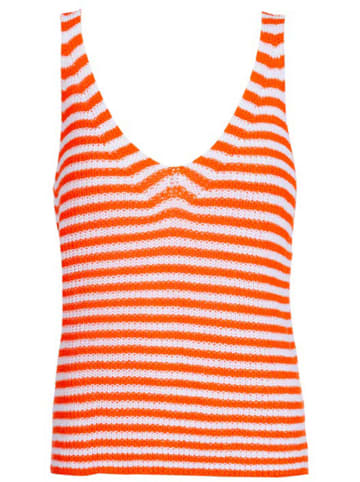 Herrlicher Gebreide top "Loralin" oranje/wit