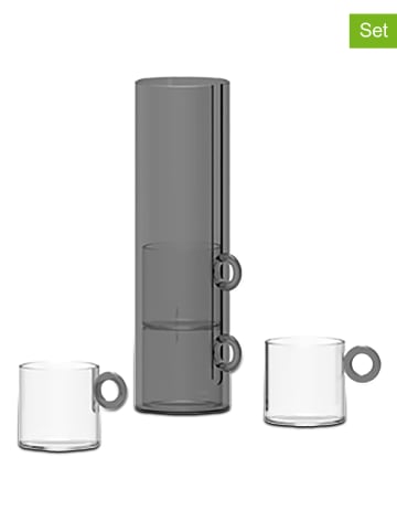 WD lifestyle 5-delige set: koppen transparant/grijs - 100 ml