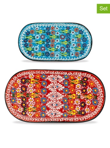 WD lifestyle 2er-Set: Servierplatten in Hellblau/ Rot