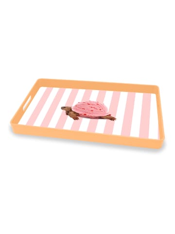 WD lifestyle Taca dekoracyjna "Turtle" w kolorze jasnoróżowo-białym - 40 x 24 cm
